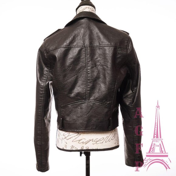 Wild Fable Womens vegan leather black moto jacket - Picture 7 of 14